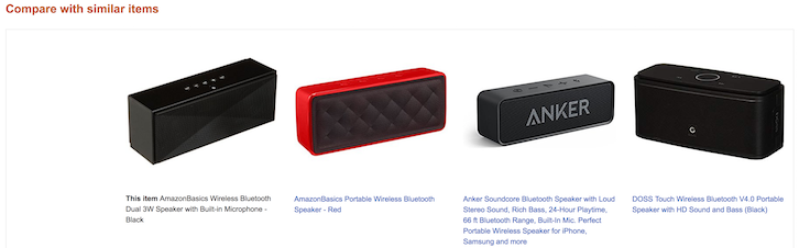 Подобные предметы, которые Amazon рекомендует