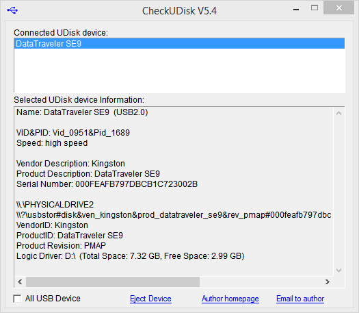 CheckUDisk   - ця програма швидко сканує джерело і надає VID & PID для ремонту usb флешки і реанімації з тієї ж деталізацією, що і CheckUDisk