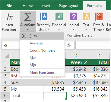 Eden hiter in enostaven način za dodajanje vrednosti v Excelu je uporaba   AutoSum