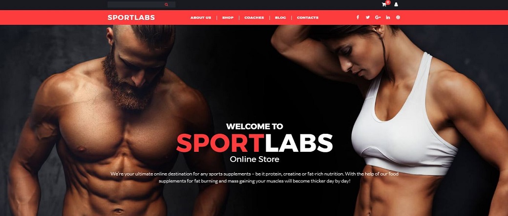 Шаблон Sport Labs для інтернет-магазину спортивних товарів