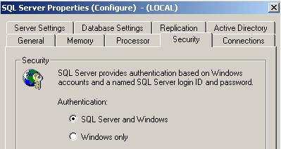Матеріал, викладений у цьому розділі, описаний для випадку авторизації SQL Server and Windows