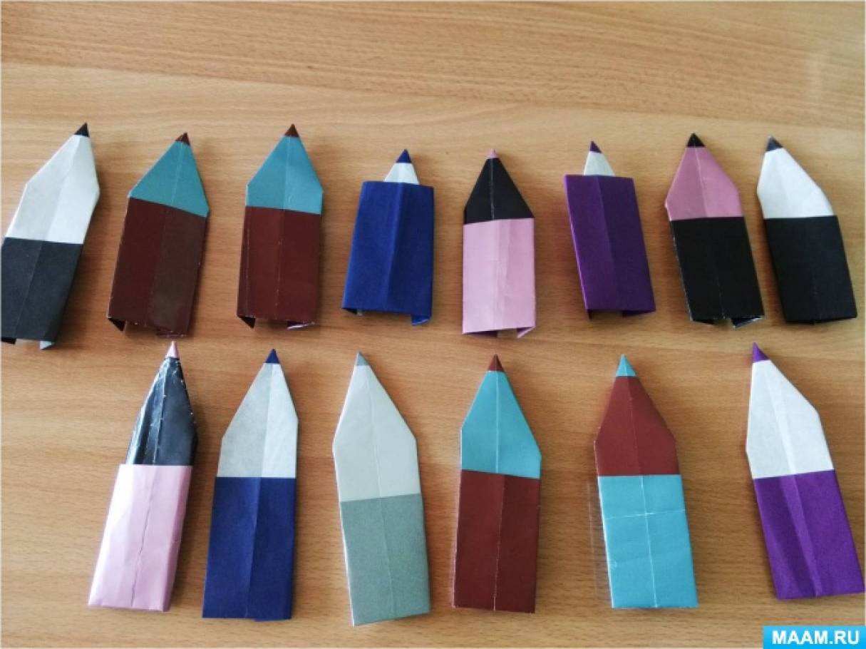 Дитячий майстер-клас «Закладка для книги» в техніці «орігамі»   Мета: Виготовити закладку «Олівець» в техніці орігамі
