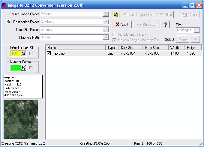 Відзначаємо галочками потрібні для конвертації зображення і натискаємо велику кнопку Process Image Files to OZF Files