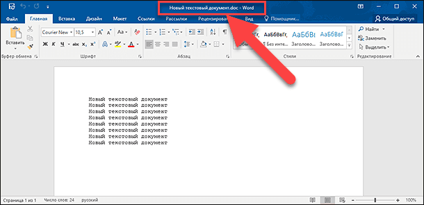 Тепер розширення текстового документа змінилося, і файл можна відкрити в програмі «Microsoft Word»