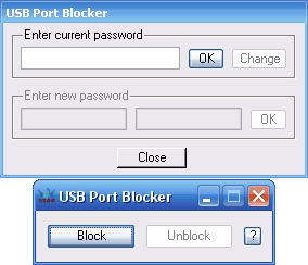 Щоб заблокувати або розблокувати usb порти необхідно ввести пароль