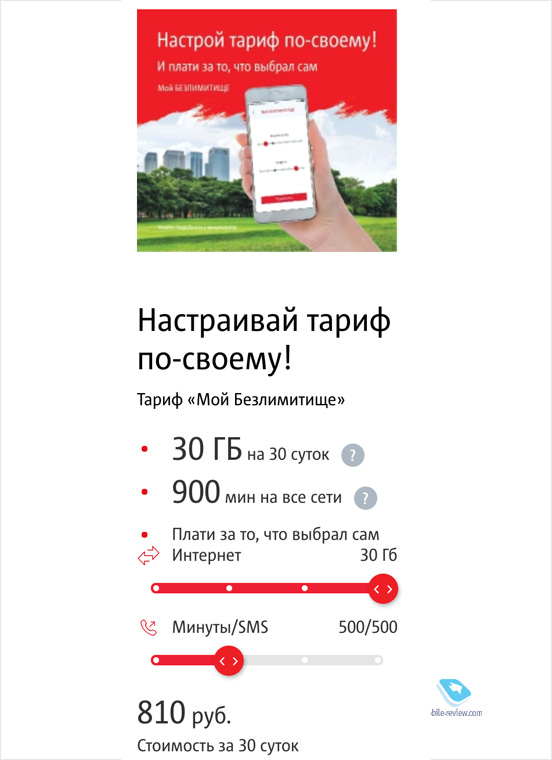 До цього тариф «Мій безлімітіще» пропонував 30 ГБ трафіку за 750 рублів (якщо прибрати SMS і хвилини, з ними побільше)